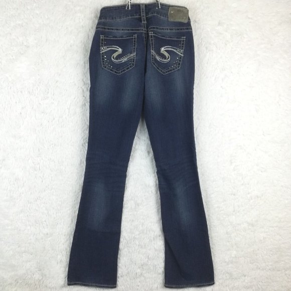 Silver Womens Jeans Suki Mid Slim Boot Cut Blue Denim Super Stretch Med Wash 27 - Picture 2 of 13